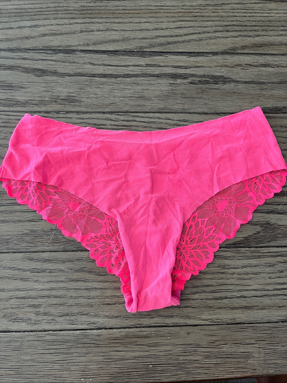 Victoria's Secret Seamless Lace-Trim Panty in Neon Pink